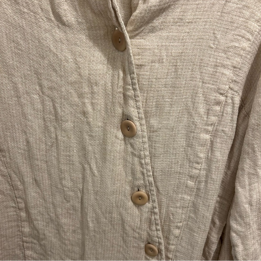 Flax Asymmetrical Linen Jacket Medium Tan Cream Off White cardigan - Picture 3 of 9